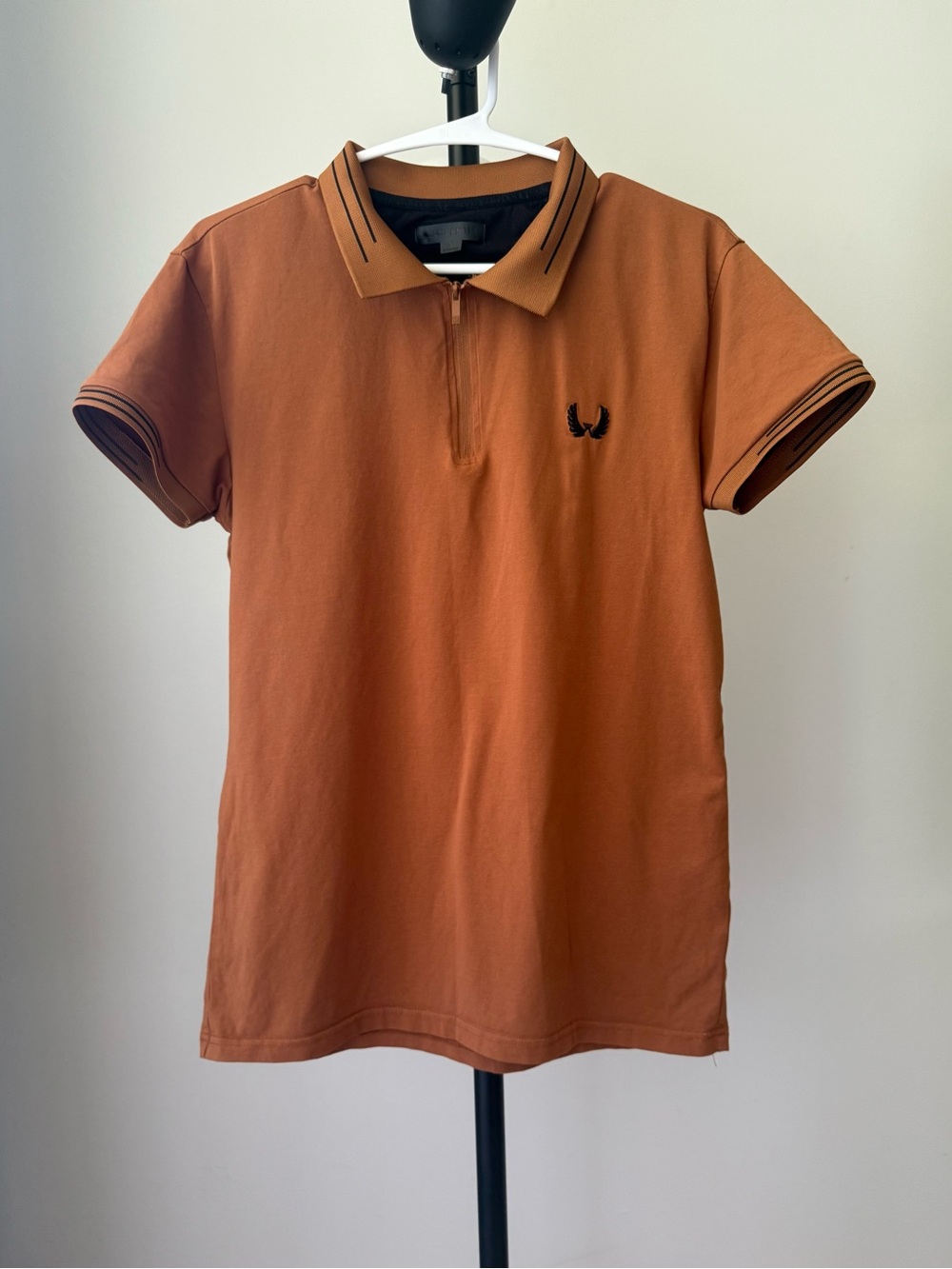 Polo Shirt Men’s Size S Brown 1/4 Zip Short Sleeve Stretch Cotton